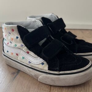Vans Kids Black and White Corduroy Sneakers Girls Size 11
